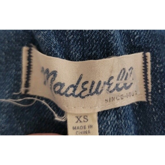 Madewell Denim Overalls Size Xs Zip Front Blue Jean Boho Straight Pockets Retro - Picture 8 of 8